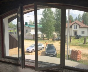 Арочное окно со штульповым механизмом. Профиль Schuco Corona CT 70, фурнитура Schuco Vario Tec, класс противовзломности SF 4.