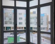 Эркерное соединение Schuco. Профиль Schuco Corona CT 70, фурнитура Schuco Vario Tec NI ламинация изнутри - Renolit Light Grey;